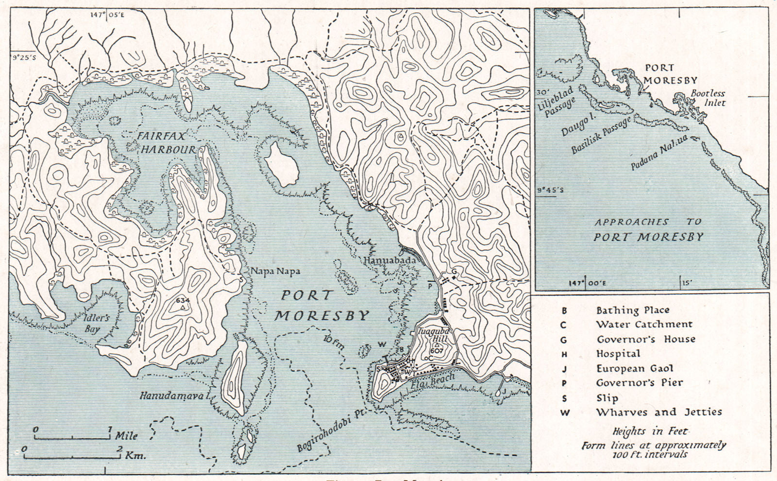 PAPAU NEW GUINEA. Port Moresby. WW2 ROYAL NAVY INTELLIGENCE MAP 1944 old